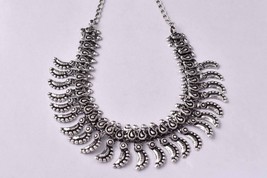 Silver Plated Traditional Choker Bollywood Stylish Antique Necklace Women Gift - £28.92 GBP