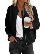 EVALESS Women's Bomber Jacket Lightweight Zip Up Black Size XXL - $284.68 MXN EVALESS Women's Bomber Jacket Lightweight Zip Up Black Size XXL - $284.68 MXN