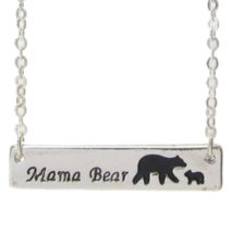 Mama Bear Bar Pendant Necklace Silver - £9.78 GBP