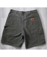 Vintage Y2K carhartt B25 MOS green work wear carpenter shorts distressed - $34.17 CAD