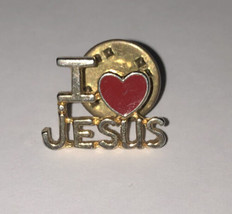 I Love Jesus Lapel Pin Gold Colored With Heart - $6.80