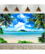 MAQTT Hawaiian Tropic Photography Background Beach Palm Tree Blue Sky an... - £10.17 GBP