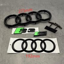 Gloss  Black Audi S3 Emblem Set | 273mm Front Rings 192mm Rear Rings S3(... - $80.99