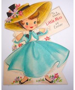 Vtg Hallmark To A Sweet Little Miss At Easter Girl In Big Hat Easter Car... - €5,12 EUR