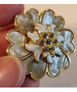 Flower Scarf Pin West Germany Mother of Pearl, 1 1/2&quot; beautiful condition - $18.29