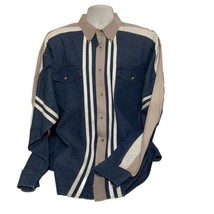 Vintage Wrangler Brushpopper Men&#39;s Shirt XXL Denim Striped Western - $76.20