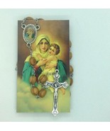  Olive Wood Rosary Beads Jerusalem Necklace Oval Catholic Lady of Schoenstatt - $11.88