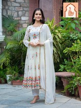 White Designer Party Wear Look Anarkali Gown with Dupatta - $1,220.11 MXN