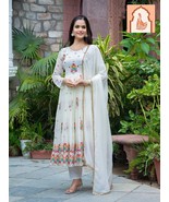 White Designer Party Wear Look Anarkali Gown with Dupatta - €55,90 EUR