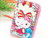 Wink Fashion Wallet Hello Kitty Round Zip Wallet Kawaii Pink White Melod... - $7.91
