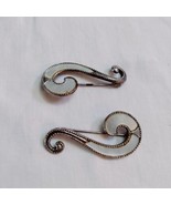 Vintage Silver Tone Mother Of Pearl Insert Swirl Brooch Pin Set Of 2 Ant... - £17.52 GBP