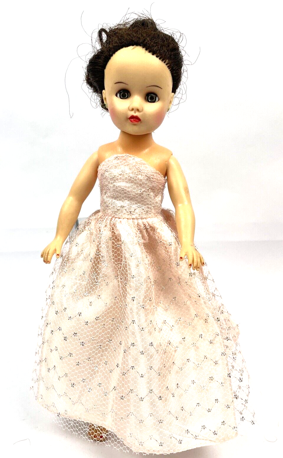 Vintage Miss Nancy Ann Fashion Doll 10.5&quot; Pink Silver Prom Dress Gown - £28.58 GBP