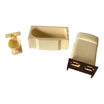 Bathroom Bedroom Set Dollhouse Miniature Plastic Bed Toilet Bathtub Scale 1:16 - £4.53 GBP