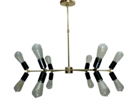 12 Arms Black Sputnik Chandelier Light Fixture Decorative Ceiling Brass Lights - $313.06