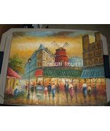 Antique Painting on Canvas - Paris Moulin Roque 16" x 20" - $108.90