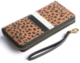 NWB Fossil Logan RFID Zip Around Clutch Cheetah SL6354989 Leopardo $75 Dust Bag - £39.38 GBP