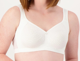 Breezies Wirefree Diamond Shimmer Unlined Support Bra- WHITE, 36C - £19.78 GBP