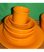 8 Piece Fiesta Orange Butterscotch Dinnerware Plates Bowls Mugs Set - £38.87 GBP
