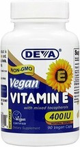 Deva Vegan Vitamins Vit E 400Iu Mixed Tocop. 90 Vcap - £19.65 GBP