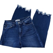 Kancan Womens Flat Front Wide Leg Cropped Raw Hem Jeans, Size 11/29 - £20.77 GBP