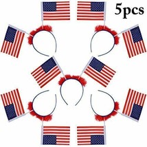 5PCS Patriotic Flag Headbands Cute Pom Pom Hair Hoop 4th of July Headband - £11.07 GBP