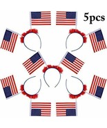 5PCS Patriotic Flag Headbands Cute Pom Pom Hair Hoop 4th of July Headband - £10.84 GBP