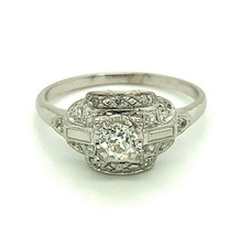 Vintage Platinum Genuine Natural Diamond Engagement Ring .59ct TW (#J4797) - £830.93 GBP
