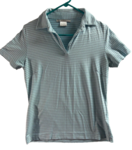 Nike Shirt Womens Small Blue Striped Golf Tennis Paddleball Sports Dri Fit Polo - $10.88