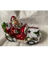 Santa in car Ceramic Christmas Decoration with changing color lights  - $40.68 CAD
