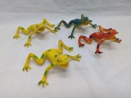 Lot Of (4) Frog Amphibian Plastic Toys 2&quot; Green Yellow - $11.87