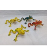 Lot Of (4) Frog Amphibian Plastic Toys 2&quot; Green Yellow - $11.87