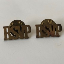 Letters &quot;RSVP&quot; Brass Tone Vintage Lapel Pin Lot Penn Mint - $8.00