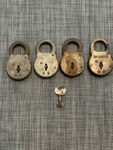 Lot of 4 Antique Six Lever Padlocks~1 Original Key~3 Ironsides and 1 Unmarked - £28.02 GBP
