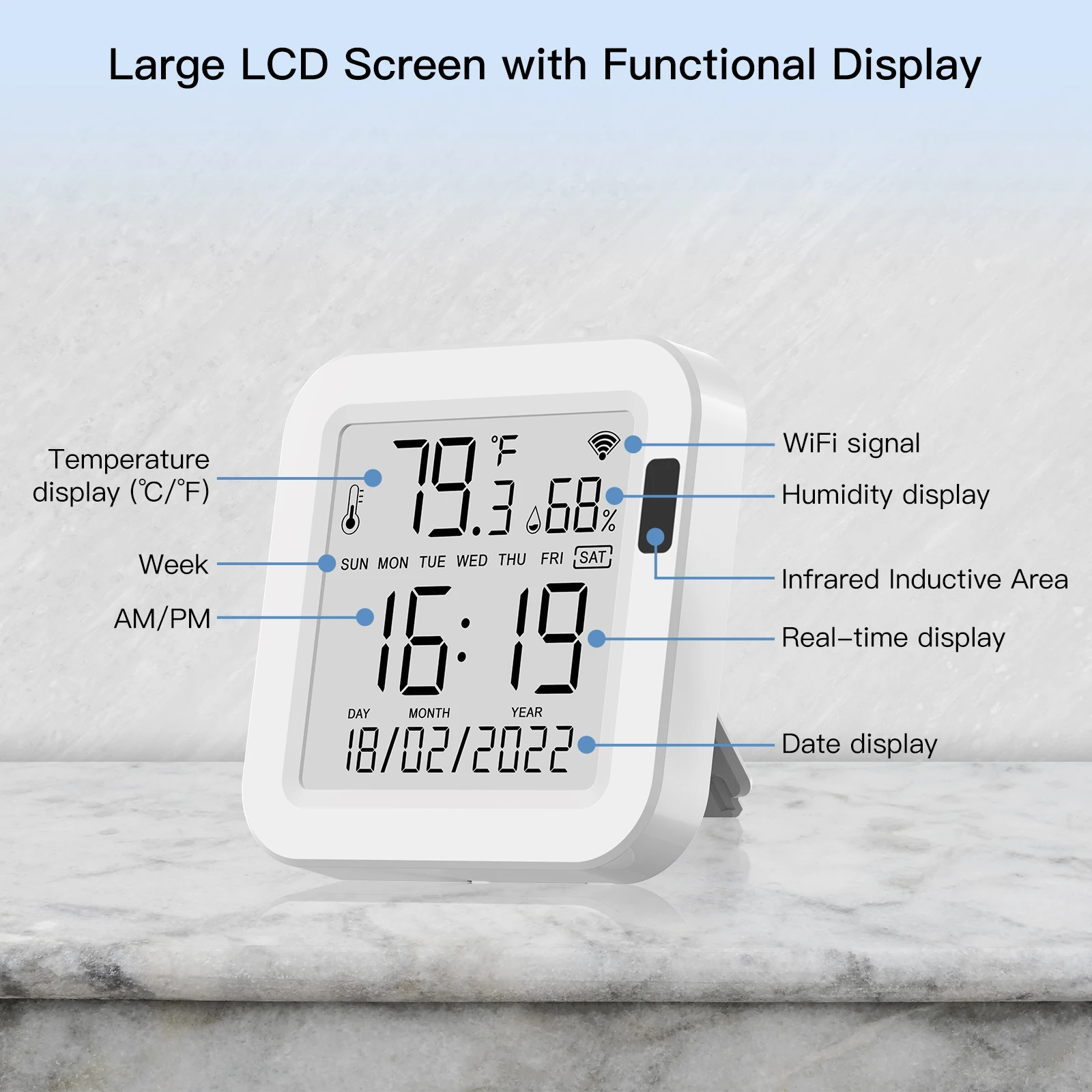 House Home Moes WiFi Temperature &amp; Humidity Sensor LCD Screen Infrared Sensing B - £48.71 GBP