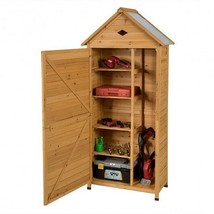 Wooden Outdoor Lockable Garden Tool Storage - Color: Natural - £228.76 GBP