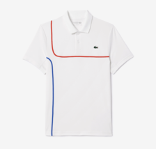 Lacoste Line Point Polo T-Shirts Men&#39;s Tennis Tee Sports White NWT DH7362-800 - £93.26 GBP