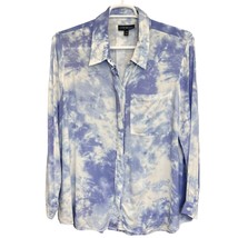 Lane Bryant Tie Dye Shirt Blue White Size 18/20 Blouse Long Sleeve Button Front  - £15.73 GBP