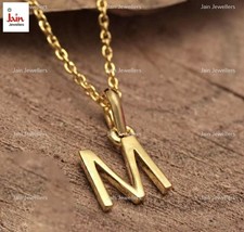 18 Kt Solid Yellow Gold Alphabet Letter M Initial Necklace Pendant Without Chain - £556.27 GBP