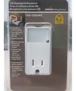 LED Nightlight &amp; Receptacle Copper Wiring TR7735W-K Automatic On/OFF ~White - £11.24 GBP