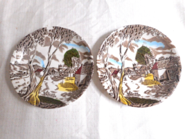 W.H. Grindley Sunday Morning Pattern Coffee Saucers Fine Staffordshire SET OF 2 - £15.97 GBP