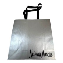 Neiman Marcus Silver Tote Bag With Black Handles Shopping Authentic Meta... - £10.82 GBP