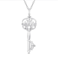 Enchanted Disney Silver with Diamond Accent Majestic Princess Castle Key Pendant - £145.47 GBP