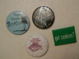 000 Lot of 4 Vintage Buttons Pinbacks Got Cookies Va Marine Sci. Museum,... - $9.96