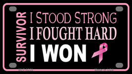 Breast Cancer Survivor Ribbon Novelty Mini Metal License Plate Tag - £11.68 GBP