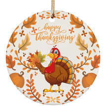 Thanksgiving Turkey Ornament Cute Wild Turkey With Autumn Leaves Ornaments Gift - £11.64 GBP