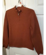 George Men&#39;s Long Sleeve Quarter Zip Fleece 34-36 Rust Brown Soft Small ... - $4.94
