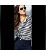 Michael Stars Striped Long Sleeve Shirt Black White one size - $20.36 CAD