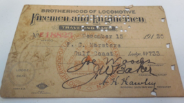 Brotherhood Of Locomotive Firemen And Enginemen Traveling Card Gulf Coast 1920 - £13.34 GBP