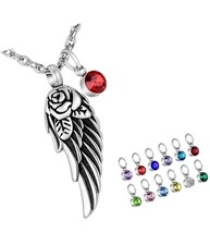 Angel Wing Urn Necklace for Ashes 12 PCs Birthstones - $51.49