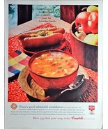 CAMPBELL&#39;S SOUP - Canned - Hotdogs - Vegetable Beef - 1960 Vintage Print Ad - $10.93